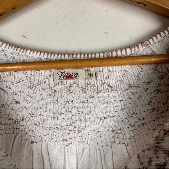 NWOT Faherty Laura Embroidered Smock Neck Top S - Picture 5 of 8